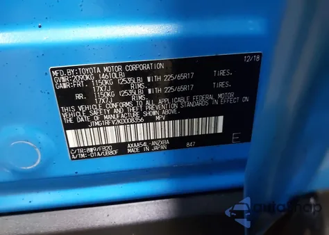 2019 Toyota Rav4 Le из США, поврежденный, VIN JTMG1RFV2KD008356